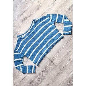 Splendid Striped Knit Oversized Cropped Sweater